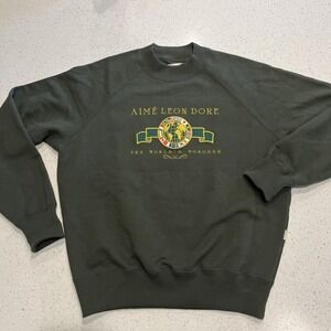 Aime Leon Dore Sweatshirt Mens Medium Green Worlds Borough Crewneck Pullover